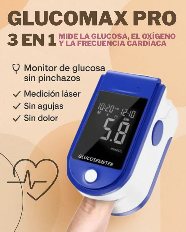 GLUCOMAX PRO 3 en 1 — ¡Monitorea tu salud en segundos, sin dolor y sin agujas!